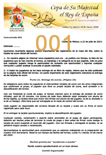 Comunicado 001