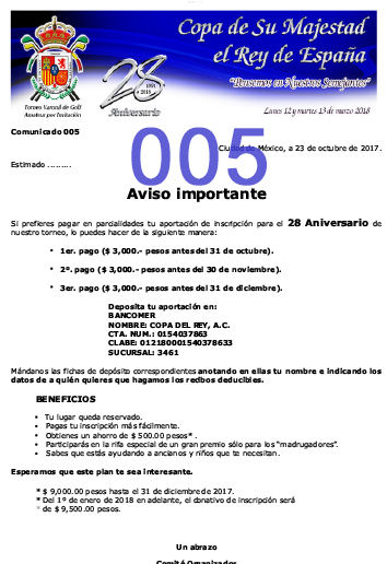 Comunicado 005